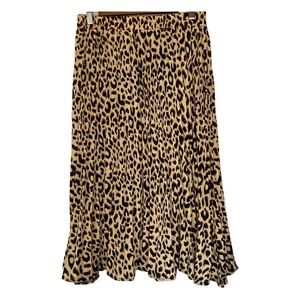Sadie & Love Cheetah Animal Print Pleated Midi Lengtg Pull-on Skirt Size Large